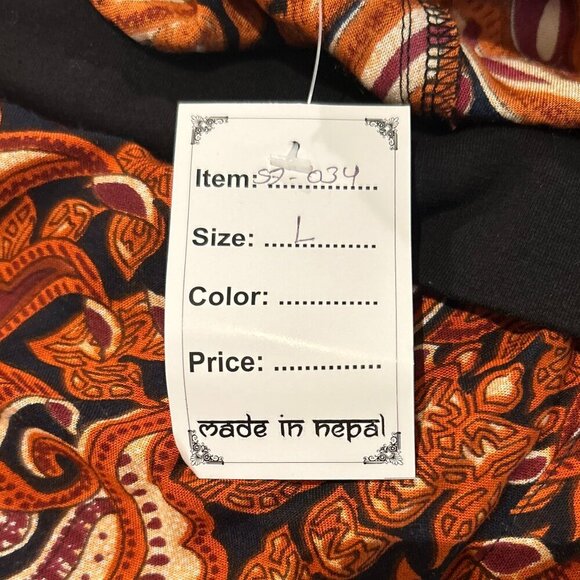 Palazzo Pants SZ L NWT Rust Print wide leg Boho Chic Festival Western Resort 80s - Picture 12 of 12